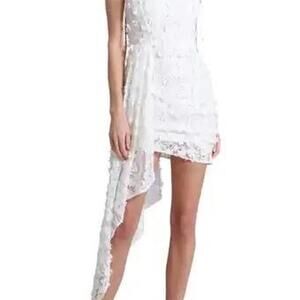 Aves lec filles white lace waterfall mini dress